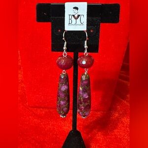 Quartz & Red Jasper Gemstone Earrings.